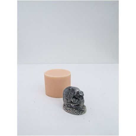 Силиконовая форма для мыла, силиконовая форма для гипса, силиконовый молд "Бобр с бобренком" 3D