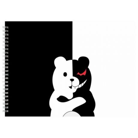 Альбом для рисования, скетчбук Монокума черно-белый мишка