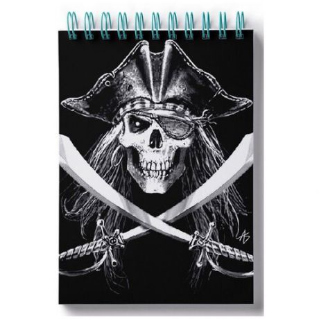 Блокнот для зарисовок, скетчбук Пазл магнитный пиратский флаг, череп в шляпе