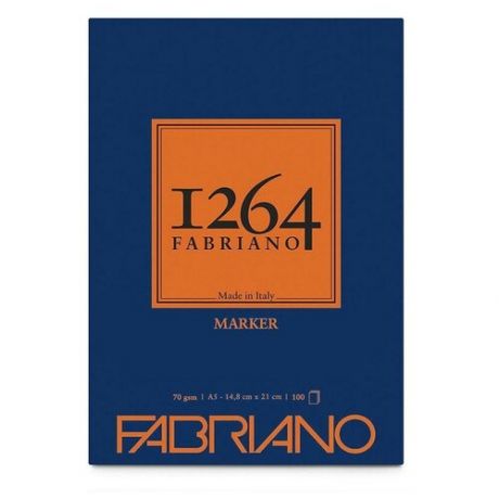 Бумага для графики Fabriano Альбом для маркеров MARKER 1264 Fabriano, А5 70г/м2 ультра-белая, 100л. (склейка по короткой стороне)