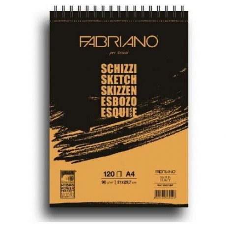 Альбом для зарисовок Fabriano Schizzi, А4, 120 л, спираль по короткой стороне