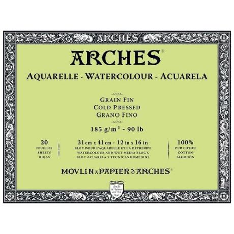 Альбом-склейка для акварели Canson "Arches" Fin 31х41 см 20 л 185 г