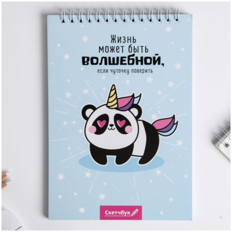Скетчбук блокнот А5 40л Милая панда для рисования / бумага альбом для карандашей / скетчбук для ручек / для девочек