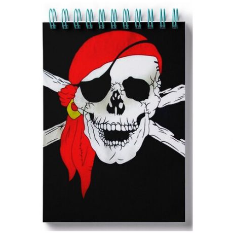 Блокнот для зарисовок, скетчбук Пазл магнитный пиратский флаг, красная повязка