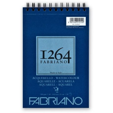 Альбом для акварели на спирали Fabriano "1264 WATERCOLOUR" 14,8х21 см 20 л 300 г