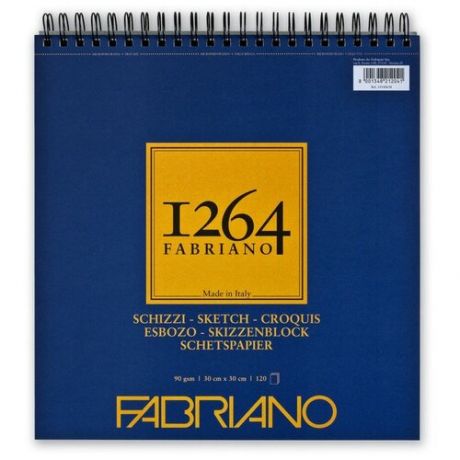 Бумага для графики Fabriano Альбом для графики SKETCH 1264 Fabriano, 30х30см 90г/м2 слон.кость, 120л. (спираль по короткой стороне)