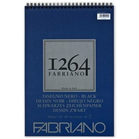 Альбом для графики на спирали Fabriano "1264 BLACK" 29,7х42 см 40 л 200 г