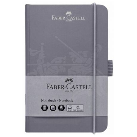 Бизнес-блокнот A6, 194л Faber-Castell, матовая ламинация, тиснение ВД-лаком, цвет бархатный серый