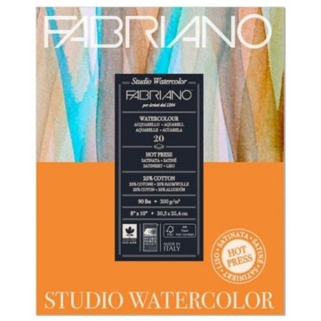 Fabriano Склейка для акварели "Watercolour" 200г/м2 22,9x30,5см Satin  Hot pressed 75л по 1 стороне