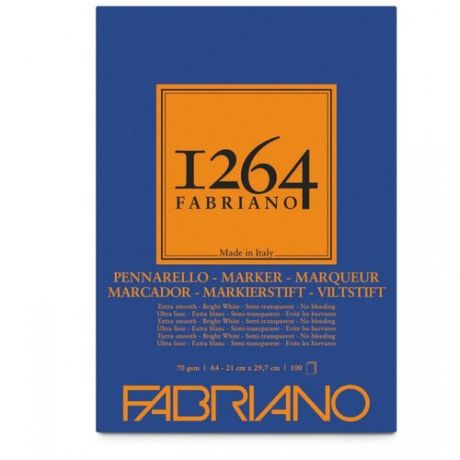 Fabriano Альбом для графики 1264 MARKER 70г/м2, A3, 100л, склейка по короткой стороне