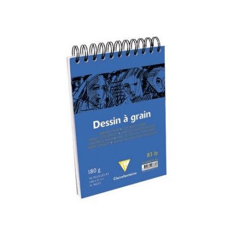 Скетчбук 30л. А5 на гребне Clairefontaine Dessin a grain, 180г/м2, мелкозернистая ( Артикул 320104 )