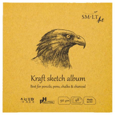 Smiltainis Альбом "Layflat Kraft", 90г/м2, 14х14см, 48л, крафт бумага