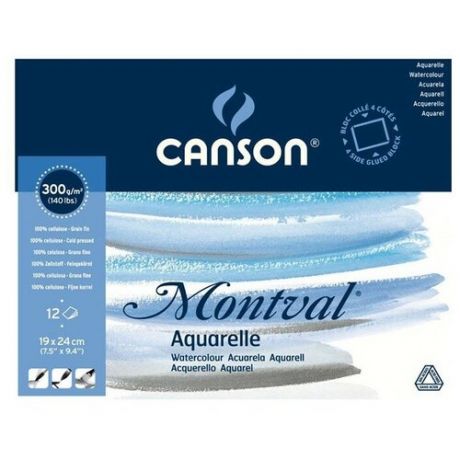 Альбом для акварели Canson Montval склейка 24 х 19 см, 300 г/м², 12 л.