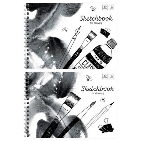 Скетчбук-блокнот 60л А5 ArtSpace "Black/white mood", на гребне, 120г/м2