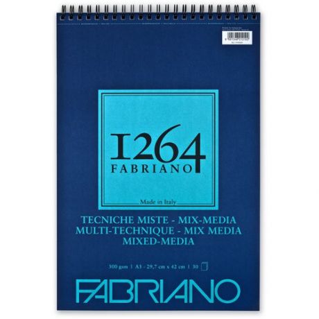 Альбом для смешанных техник Fabriano 1264 MIX MEDIA 300г/м. кв 29,7х42 30 листов спираль по короткой стороне