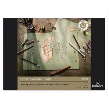 Тонированная бумага Royal Talens Альбом для пастели "Verona Green" Rembrandt 180г/м2 A4, 50л., склейка