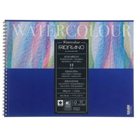Альбом для акварели на спирали Fabriano "Watercolour" 24x32 см 12 л 300 г