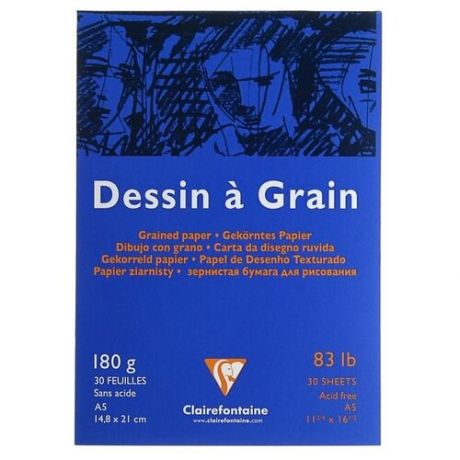 Скетчбук Clairefontaine Dessin Grain 21 х 14.8 см (A5), 180 г/м², 30 л. белый
