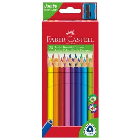 Faber-Castell Цветные карандаши Jumbo Triangular с точилкой, 20 цветов (116520)