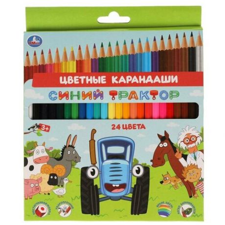 Цветные карандаши "Синий Трактор" 24 цв. шестигранные Умка CPH24-52088-STR