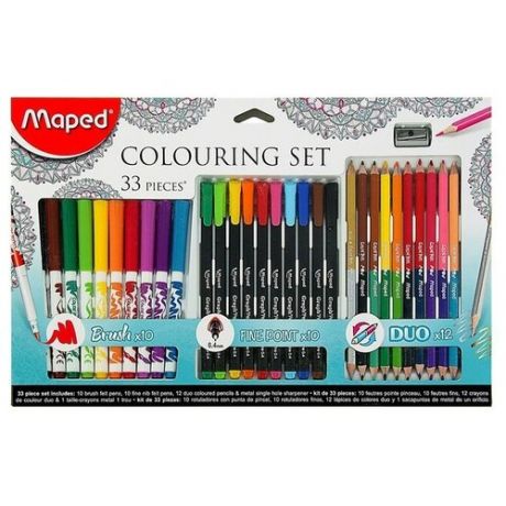 Maped Набор для рисования Maped Color Peps 33 предмета: фломастеры, ручка капилярная, карандаши цветные двусторонние, точилка