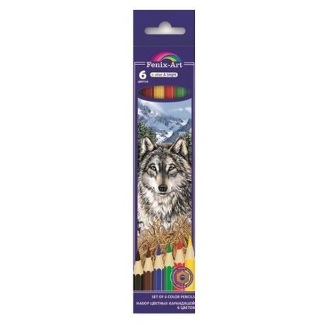 Fenix-Art Деревянные цветные карандаши 6 цветов (39632)