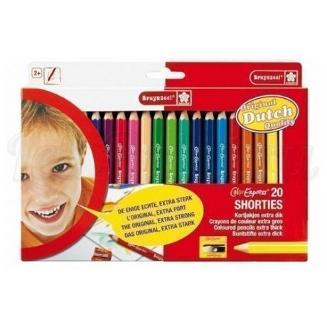 Набор Bruynzeel из 20 толстых цветных карандашей + точилка, для детей от 3 лет 60112020