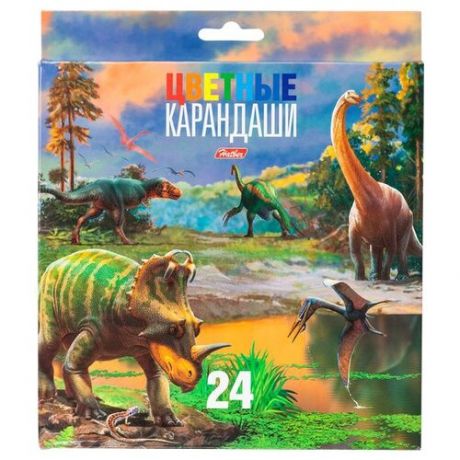 Hatber цветные карандаши Динозавры, 24 цвета (BKc_24780)