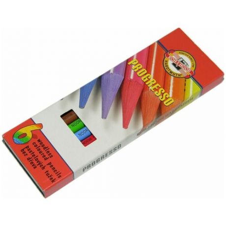 Карандаши цветные 6 цветов KOH-I-NOOR Progresso безоболочечные лакированные в картонной упаковке