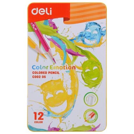 Карандаши цветные Deli EC00205 Color Emotion липа 12 цветов