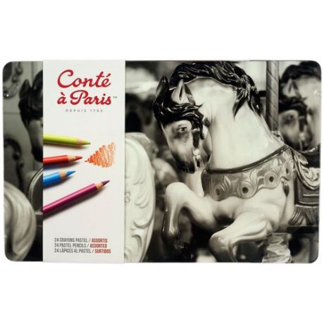 Набор пастельных карандашей Conte a Paris, 24 цв, металл. коробка