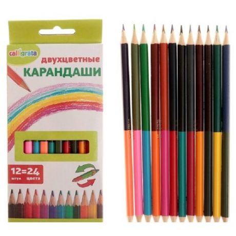 Набор цветных двухсторонних карандашей 12шт. 24 цвета