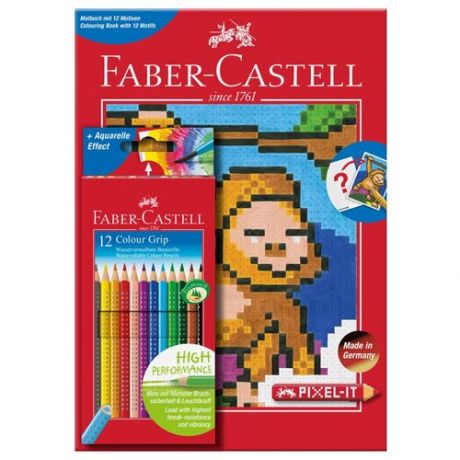 Набор цветных карандашей Faber-castell "Grip" 12 шт + раскраска, в картонной коробке