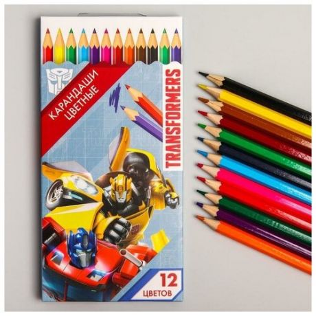 Карандаши цветные, 12 цвета, Transformers / для рисования / для раскрашивания