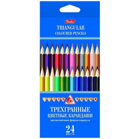 Hatber цветные карандаши трехгранные, 24 цвета (BKt_24400)