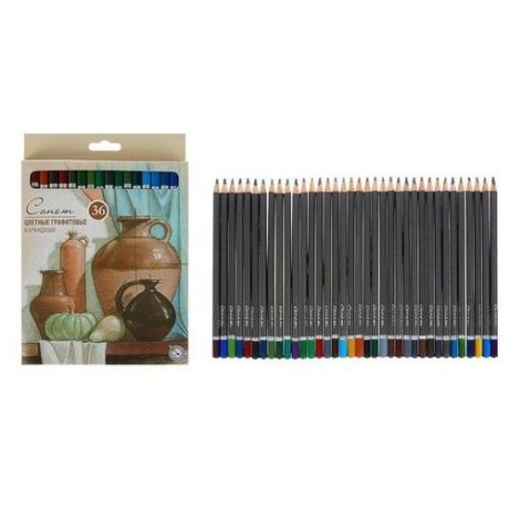Завод художественных красок «Невская палитра» Карандаши художественные цветные графитовые «Сонет», 36 цветов