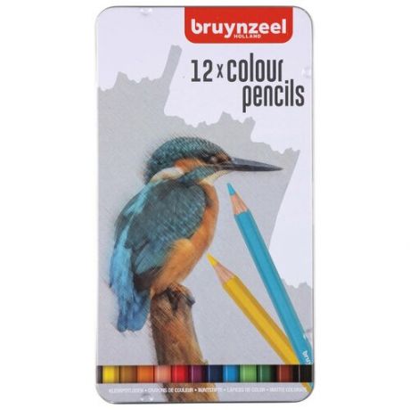 Набор цветных карандашей Bruynzeel "Птицы" 12 цв в металлической коробке