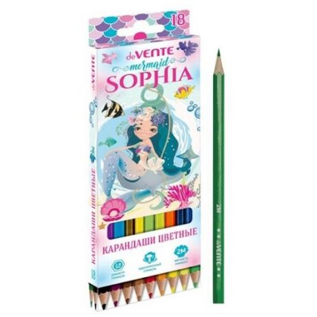 Набор карандашей цветных (deVENTE) Mermaid Sophia 18 цветов 2М 2,8мм