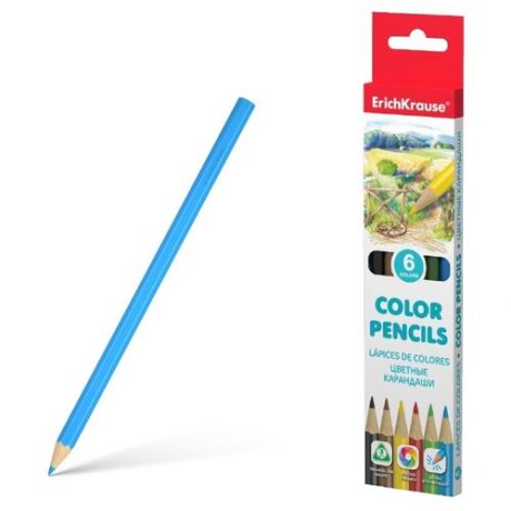 Цветные карандаши Erich Krause трехгранные, 6 цветов (49885)