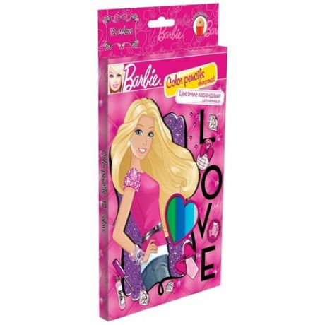 Карандаши 12 цветов Barbie треугольные