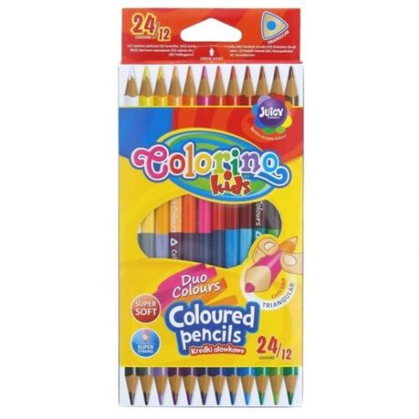 Цветные карандаши COLORINO Треугольные двухсторонние 12шт/24 цвета