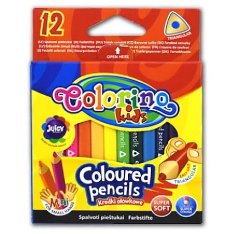 Цветные карандаши COLORINO Треугольные мини (8.9 см) 12 цветов