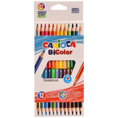 Carioca Карандаши цветные BiColor двусторонние 12 шт, 24 цвета (42991)