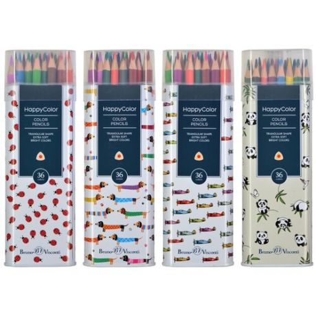 Карандаши Bruno Visconti, цветные, 36 цветов, в металлической тубе , Арт. 30-0070, упаковка в ассортименте