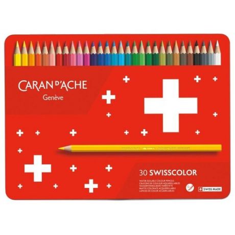Акварельные карандаши Caran d`Ache Набор карандашей акварельных Caran d’Ache Swisscolor, 30цв. (мет.коробка)