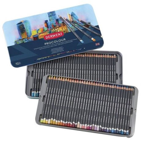 Набор цветных карандашей DERWENT PROCOLOUR 72 цвета, В металлической коробке