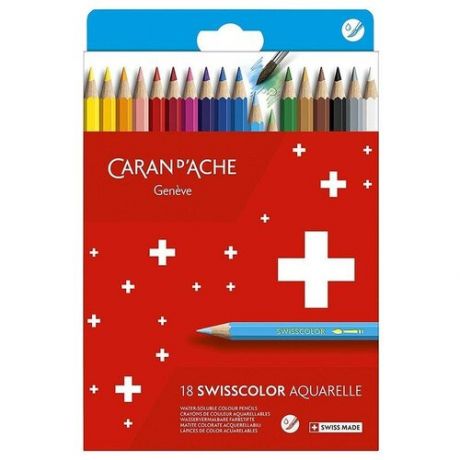 Акварельные карандаши Caran d`Ache Набор карандашей акварельных Caran d’Ache Swisscolor, 18цв. (карт.коробка)