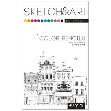 Набор карандашей скетч-карандаши цвет.SKETCH&ART12 ЦВ.метал.короб,30-0040, 1366370