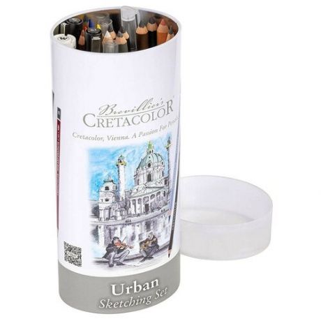 Акварельные карандаши CretacoloR Набор с карандашами для скетчинга "Urban" CretacoloR, 24 предмета (мет. тубус)