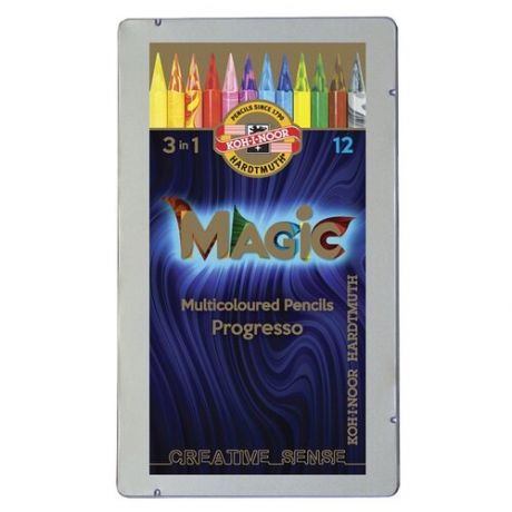 Карандаши цв. Koh-I-Noor Progresso Magic 8772 8772012004PL кругл. цветной корпус Jumbo 12цв. мет.кор.
